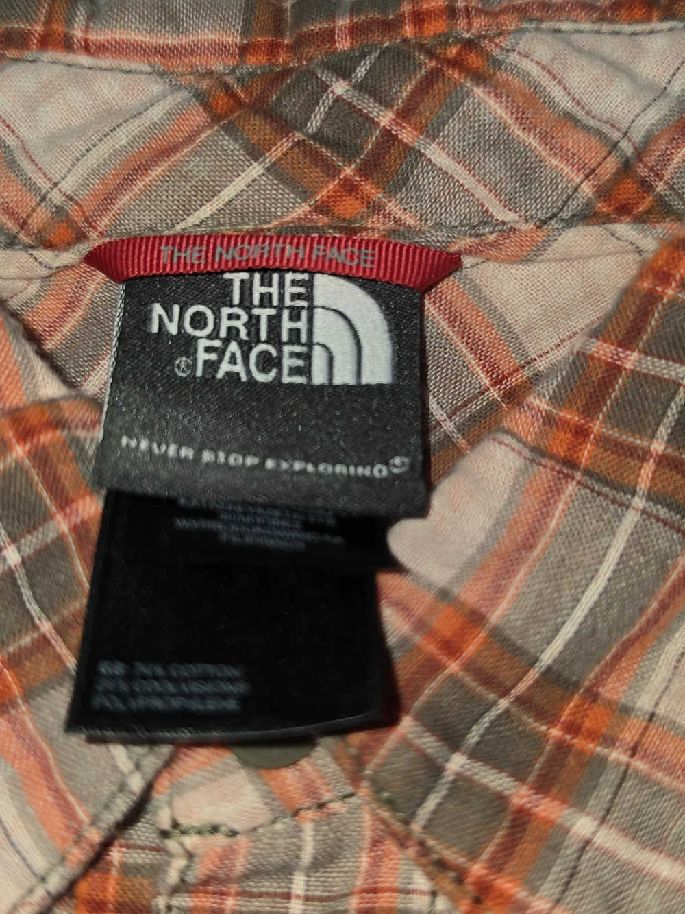 The North Face Men’s Orange Plaid Button-Down Shirt